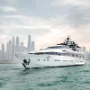 Front angle of Mazayel 135 FT luxury yacht