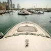Front deck view of 90 FT Sunseeker yacht in Dubai Marina