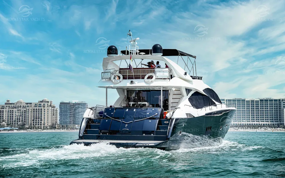 90 FT Sunseeker yacht cruising in Dubai water