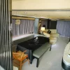 Luxury dining and seating area inside 90 FT Sunseeker yacht