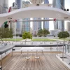 Upper deck seating and wooden flooring on 75 FT Mayyas yacht
