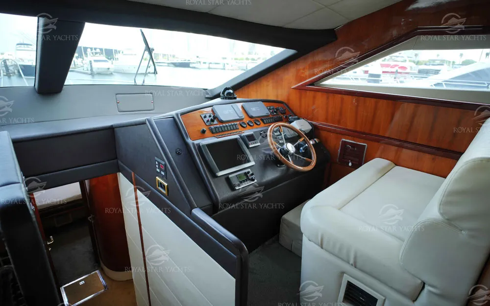 Captain’s cockpit and control station on 75 FT Mayyas yacht