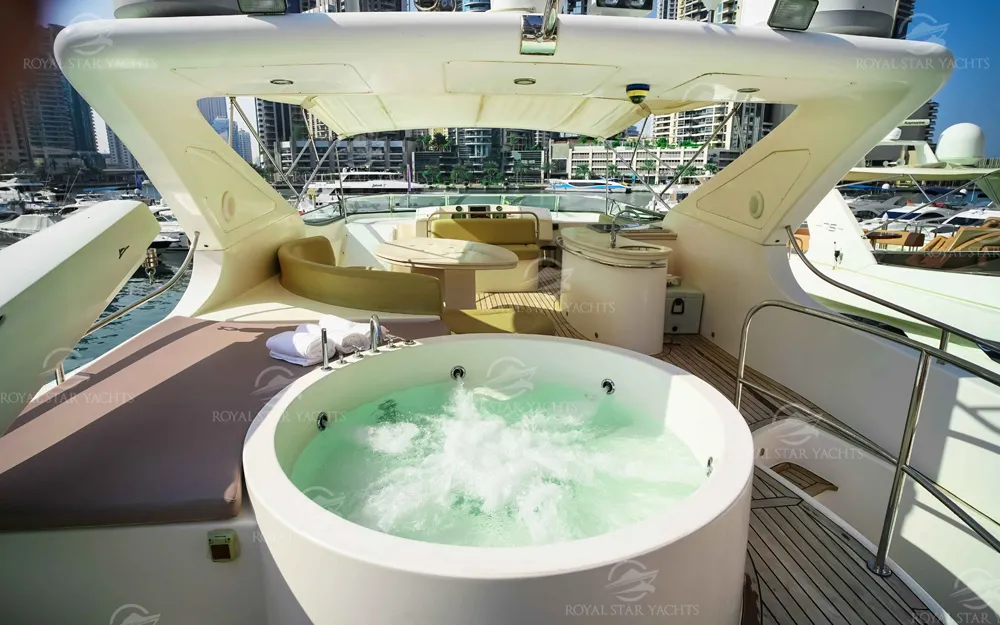 Jacuzzi on the deck of 88 FT Majesty yacht.