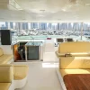 Outdoor seating and bar area on 101 FT Majesty yacht upper deck