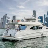 Luxury Majesty yacht rear view in Dubai Marina